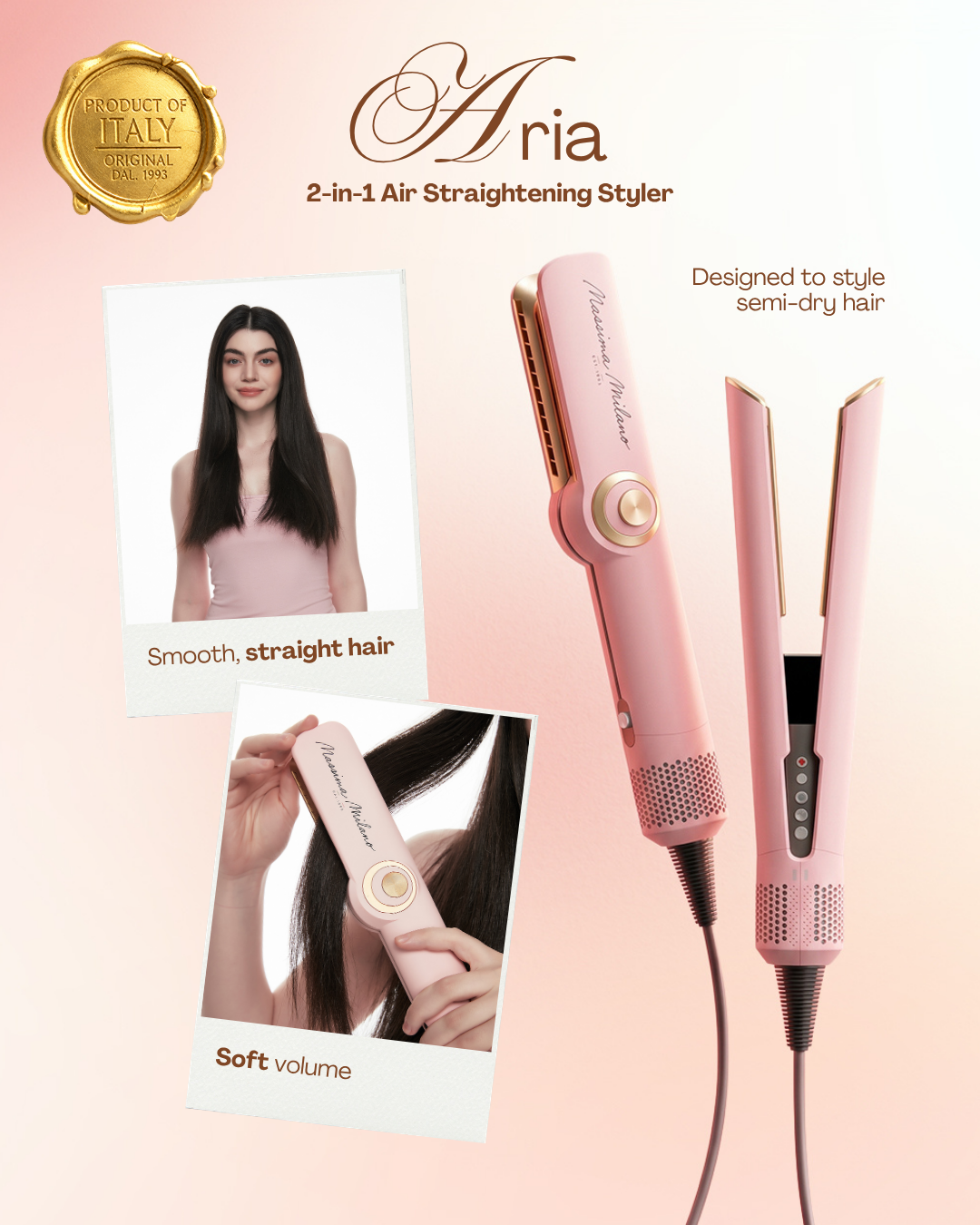 ARIA™ 2-in-1 Air Dryer & Straightening Styler