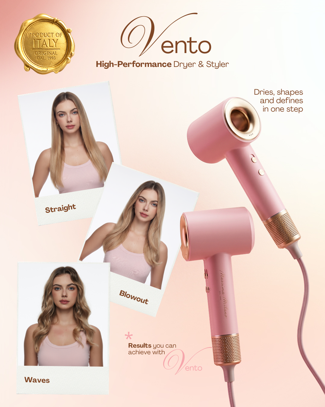 VENTO - Ultra-Quiet High-Speed Hair Dryer