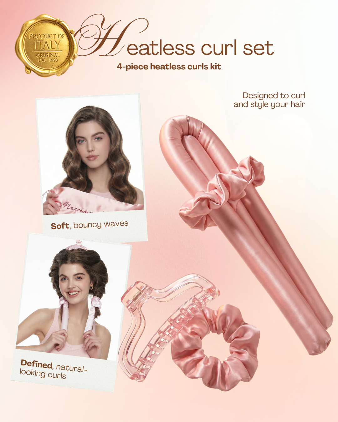 Heatless curl set- 4-piece heatless curls kit