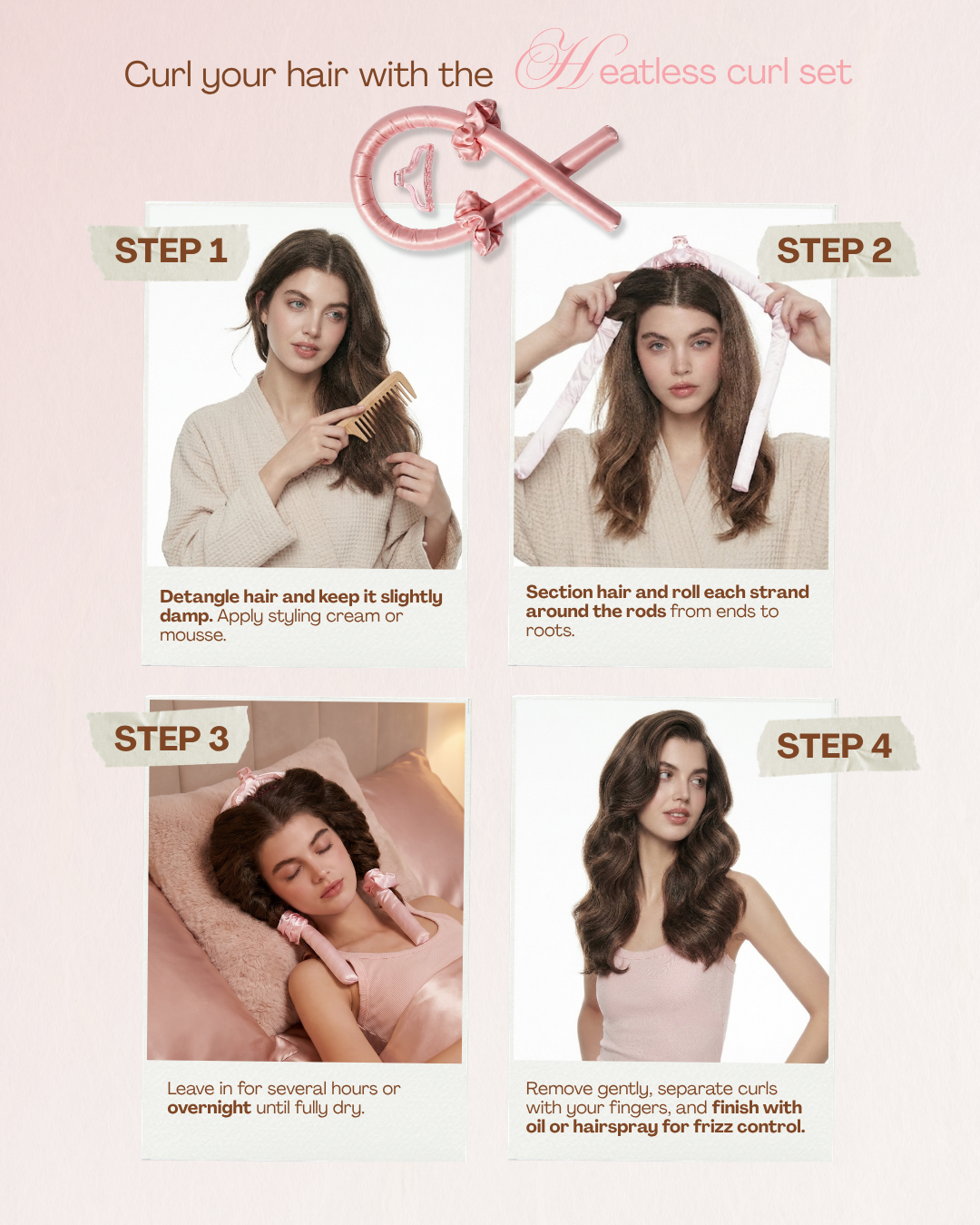 Heatless curl set- 4-piece heatless curls kit